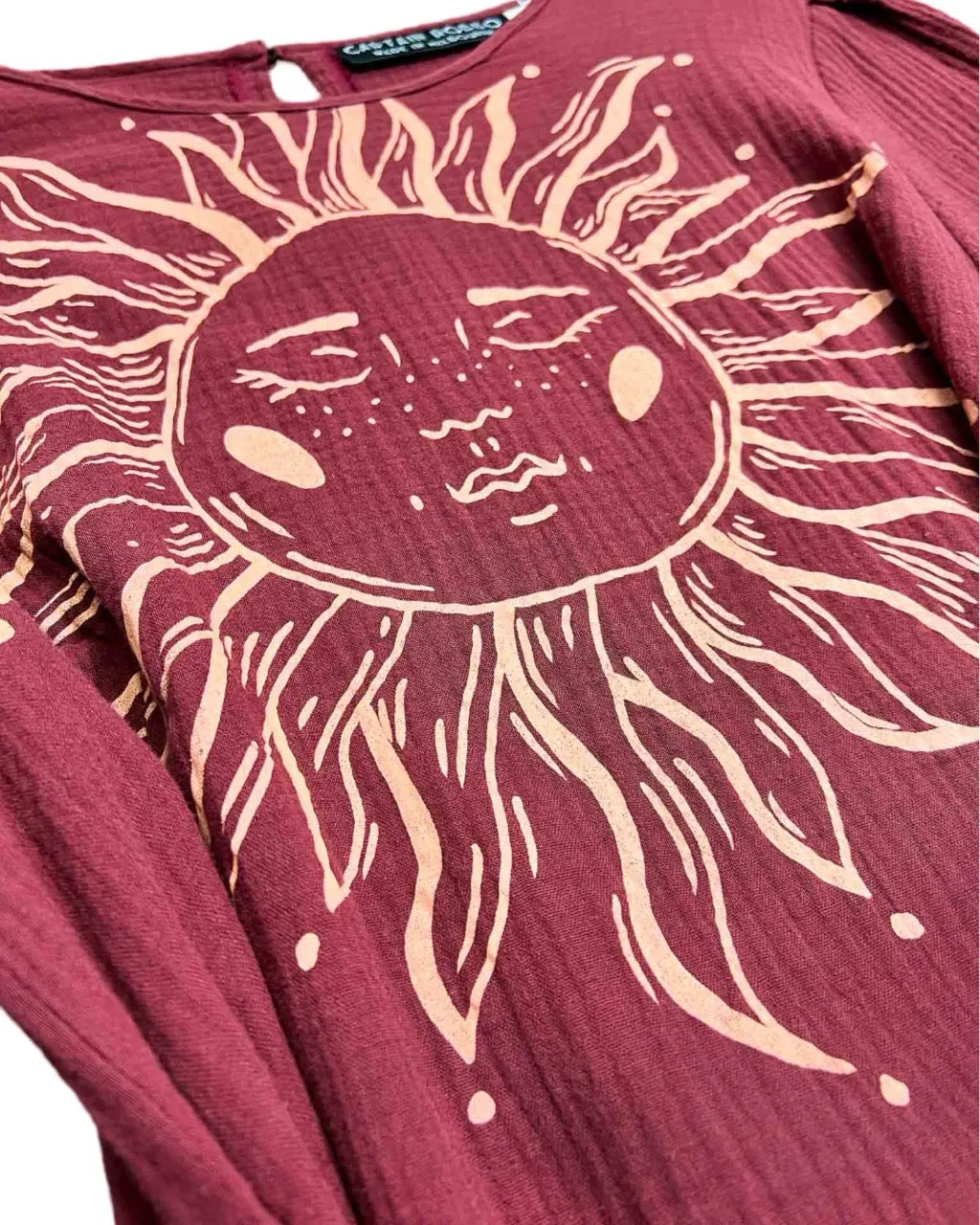 Size 16 | Captain Robbo Burgundy Cotton Sun Print Midi Dress