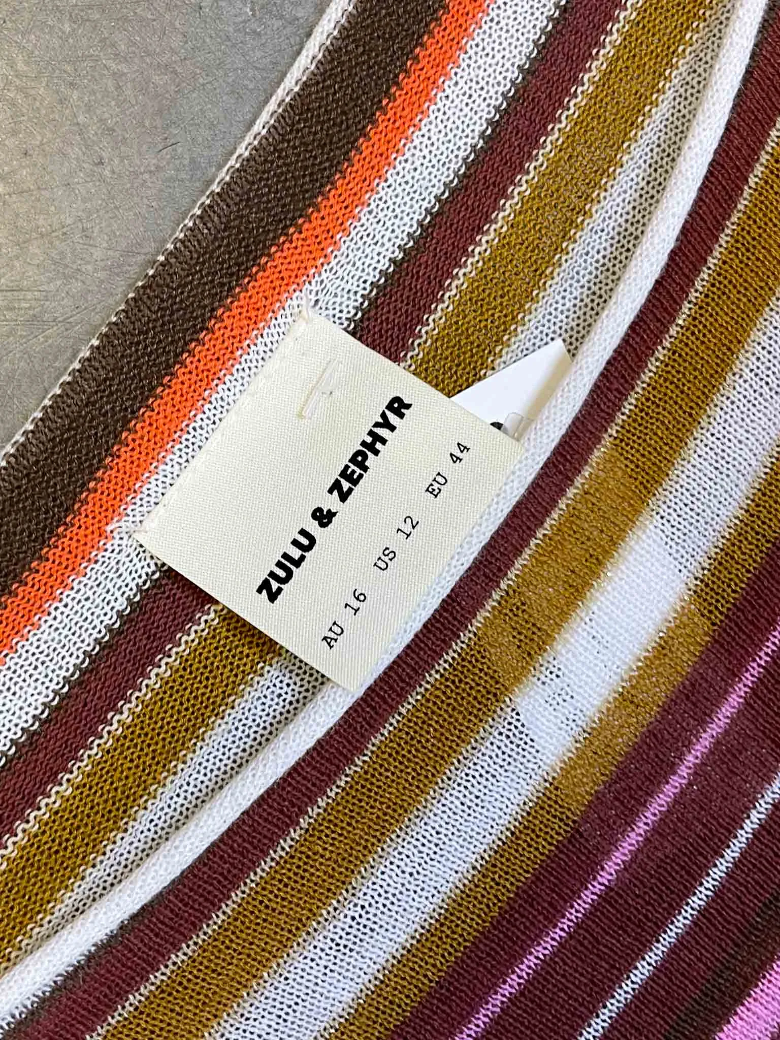 Size 16 | Zulu & Zephyr Striped Organic Cotton / Ramie Top