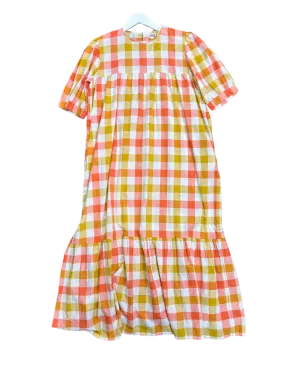 Size L | Little Tienda Orange Check Cotton Maxi Dress