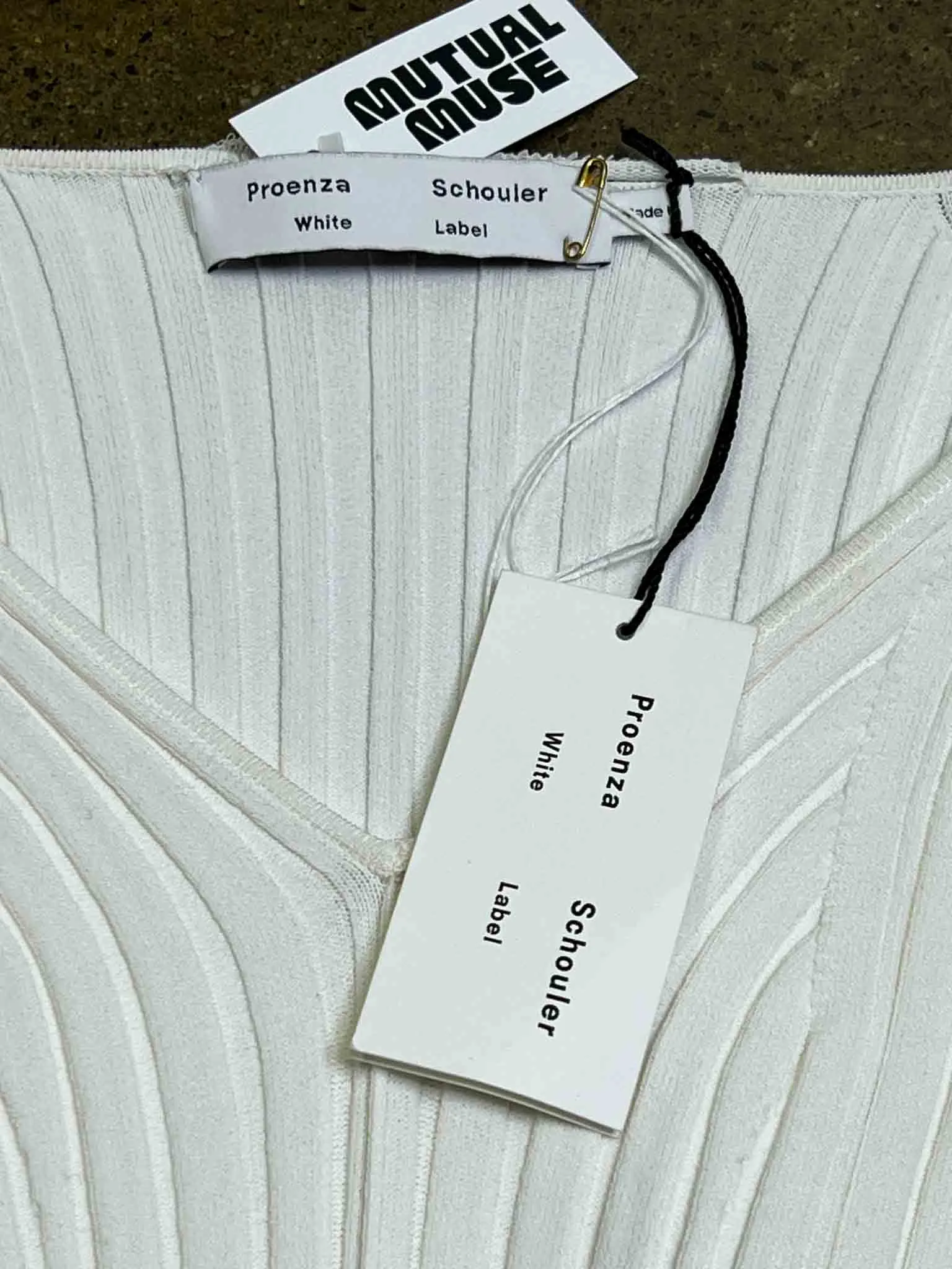 Size M | Proenza Schouler White Lightweight Rib Knit V-neck Top