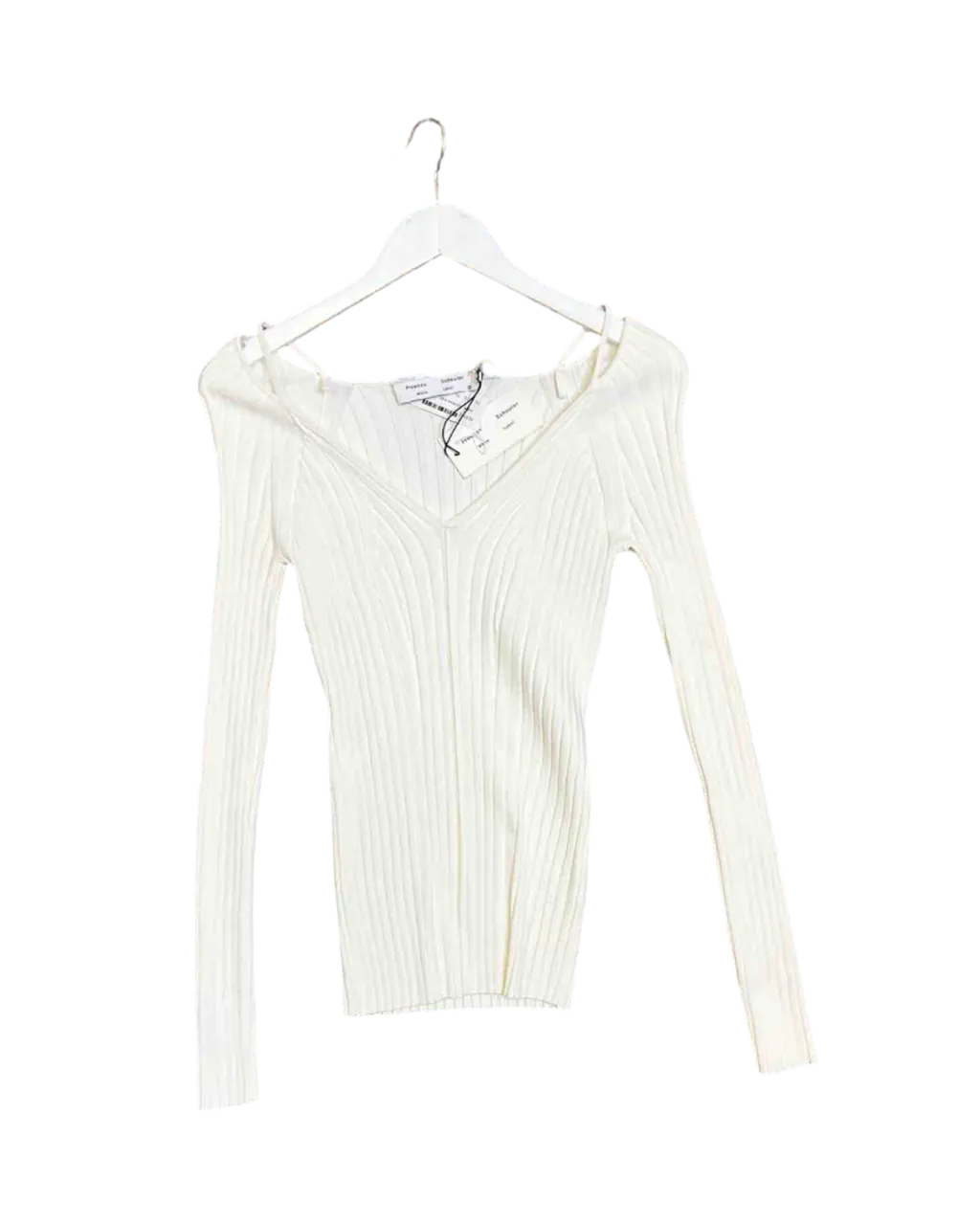 Size M | Proenza Schouler White Lightweight Rib Knit V-neck Top