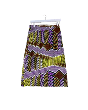 Size M | Yevu Multicoloured Wrap Midi Skirt