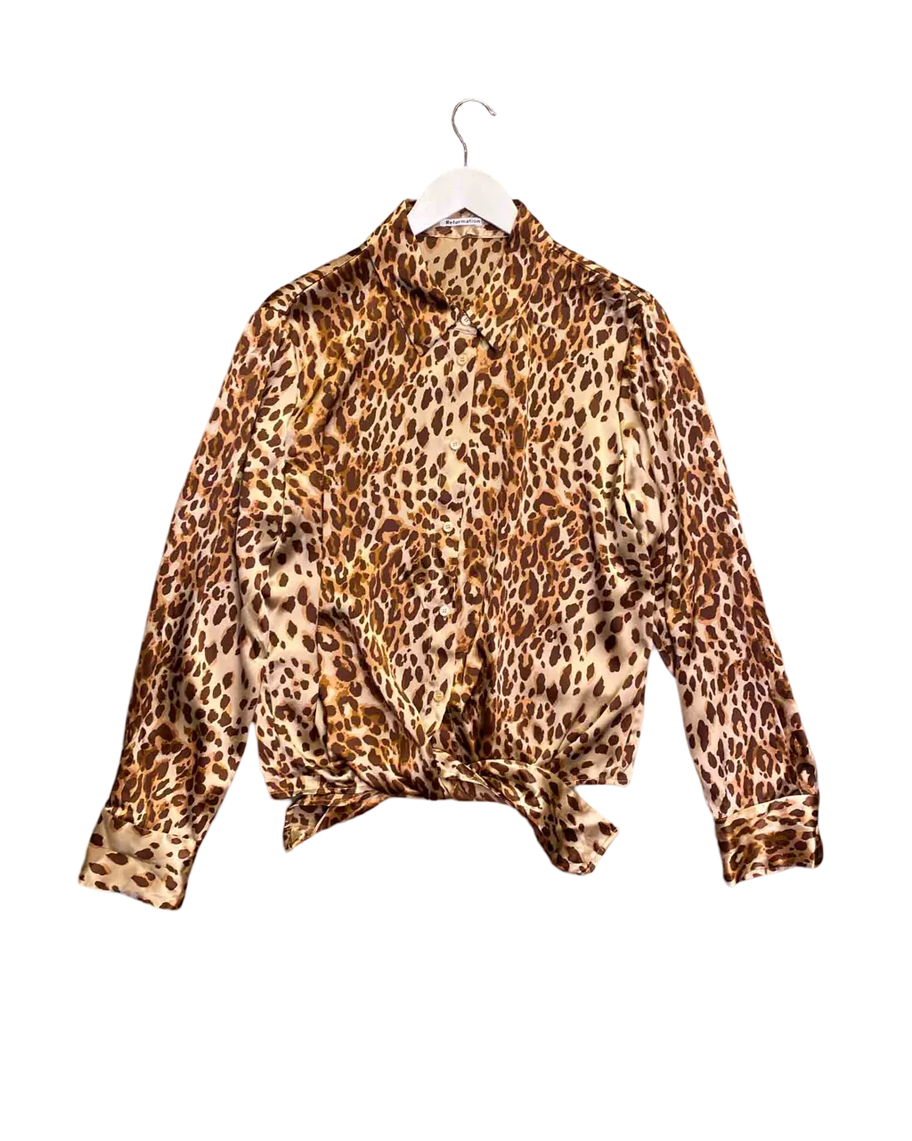 Size XL | Reformation Silk Leopard Shirt