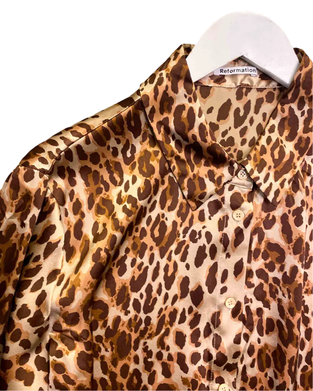 Size XL | Reformation Silk Leopard Shirt
