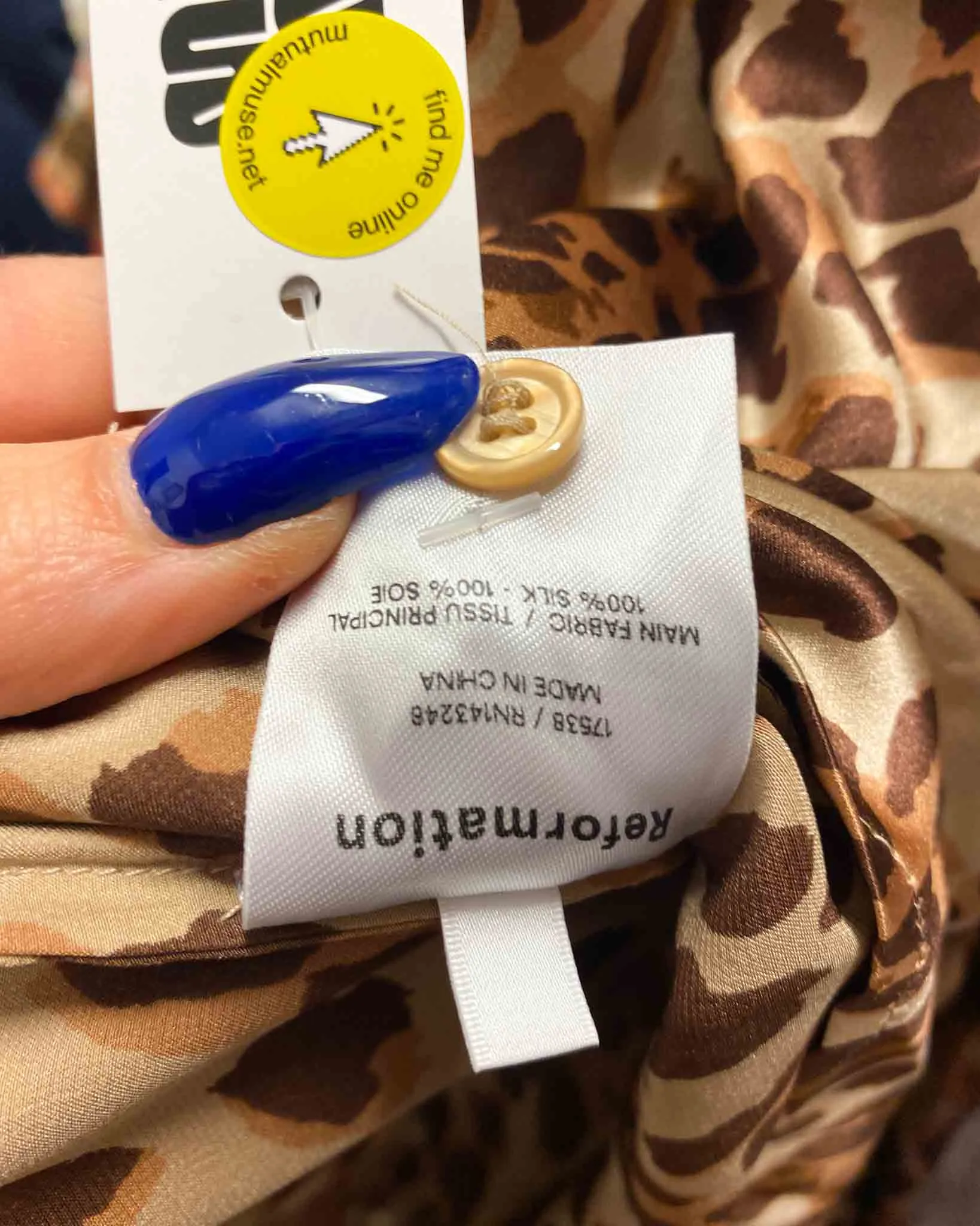 Size XL | Reformation Silk Leopard Shirt