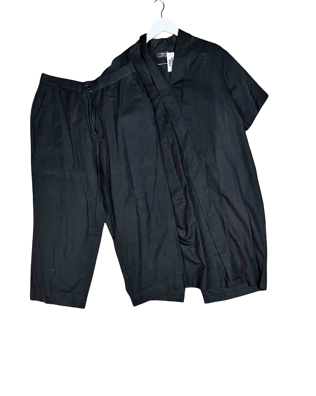 Size XXL | Turn Black Linen Two-Piece Set